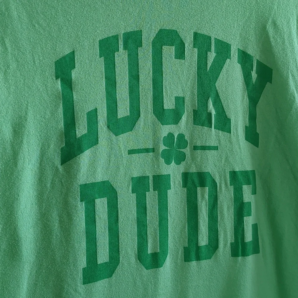 Big Boys Green Lucky Dude Shirt (Size XL 14)